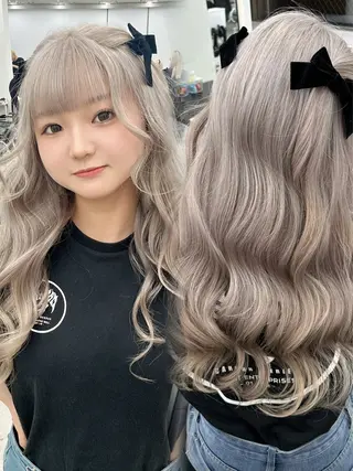 ロング カラー ヘアアレンジ GO TODAY シェアサロン 原宿本店所属・原宿ハイトーンカラー 🌼みるい🌼のヘアスタイル