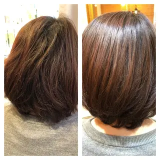 ミディアム カラー パーマ 髪質改善 美容室Atomのヘアスタイル