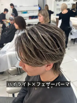 ミディアム カラー パーマ メンズ 髪質改善/艶カラー/ メンズパーマ/鈴木のヘアスタイル