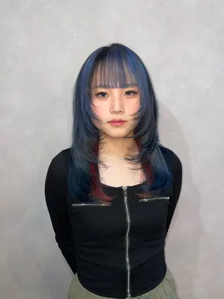 セミロング ハイトーン/デザイン honokaのヘアスタイル