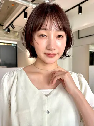 ショート カラー パーマ 🫧小顔×似合わせ× 透明感カラー🫧のヘアスタイル