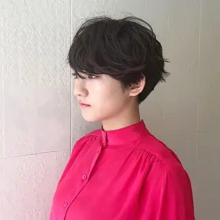ショート パーマ 長井 美佳のヘアスタイル