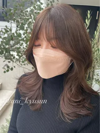 ミディアム カラー 本格韓国ヘア🇰🇷 【uni】キューさんのヘアスタイル