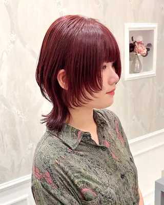 ミディアム 大阪ウルフカット 🐺デザインカラーのヘアスタイル