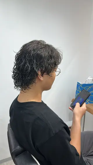 ミディアム パーマ メンズ 池田 隼也のヘアスタイル
