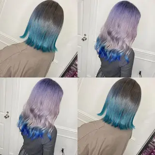 ミディアム カラー JuNブリーチに 縮毛矯正するプロのヘアスタイル