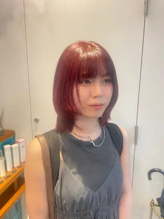 ミディアム カラー RIN／韓国ヘア レイヤーカットのヘアスタイル