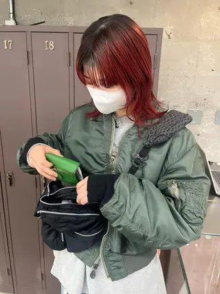 ミディアム カラー ナガノリノ /ボブ/ ベージュ/暖色のヘアスタイル