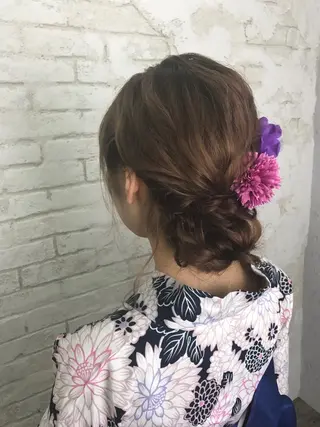 セミロング カラー パーマ ヘアアレンジ 韓国ヘア✨グレージュ カラーasamiのヘアスタイル