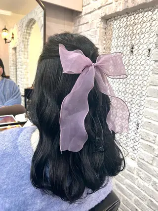 ロング カラー ヘアアレンジ 🦄🩵YUNA 🩵🦄のヘアスタイル