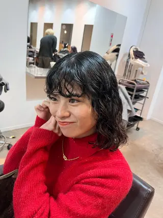 ミディアム デジタルパーマ/ 艶カラー/神野楓のヘアスタイル