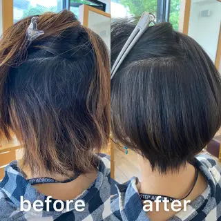ショート カラー パーマ KIZU 髪質改善 オカルト怪談のヘアスタイル