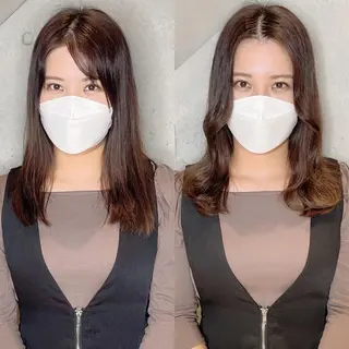 セミロング カラー パーマ ヘアアレンジ ACHFILO モデル募集のヘアスタイル