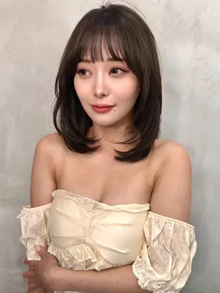 ミディアム カラー 美髪矯正 ブリーチな しダブル🍒❤ゆうきのヘアスタイル
