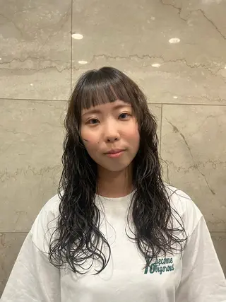 ロング パーマ えんぐちとも／透明感 カラー／博多ボブのヘアスタイル