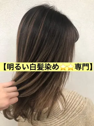ミディアム カラー パーマ ヘアアレンジ 脱白髪染め特化GBG 自由が丘所属・【白髪ぼかし 専門GBG】自由が丘のヘアスタイル