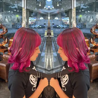 ミディアム カラー レイヤー/ボブ/ ミニボブ/AOIのヘアスタイル