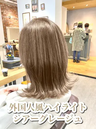 ミディアム カラー 艶髪カラー 渡辺岳也のヘアスタイル