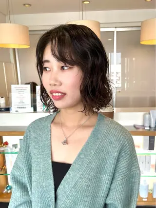 ミディアム パーマ 村本 千優のヘアスタイル