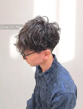 ミディアム パーマ メンズ メンズパーマ特化型 /京橋/栗野京弥のヘアスタイル