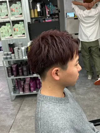 ショート カラー パーマ メンズ 町田/波巻き/ シャドウ/メンズのヘアスタイル