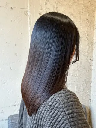 ロング 髪質改善ストレート/ ブリーチ／渋谷　福田のヘアスタイル