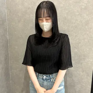 セミロング カラー はちすか るかのヘアスタイル