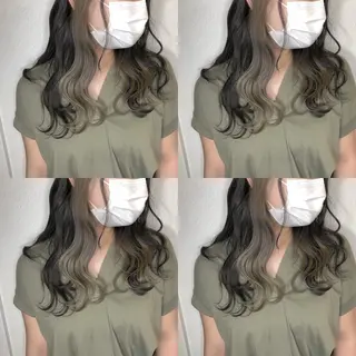 セミロング カラー しゅうさん🍝 麻田秀太郎のヘアスタイル