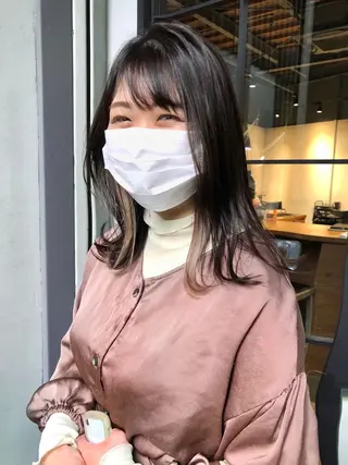 ミディアム カラー wカラー 指名No1かけるのヘアスタイル
