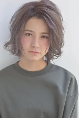 ショート ミディアム カラー パーマ 磯部 巧 bob/ショートのヘアスタイル