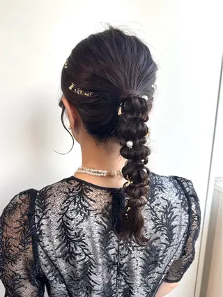 セミロング ヘアアレンジ 縮毛矯正/艶暖色 カラー/パーマひふみのヘアスタイル