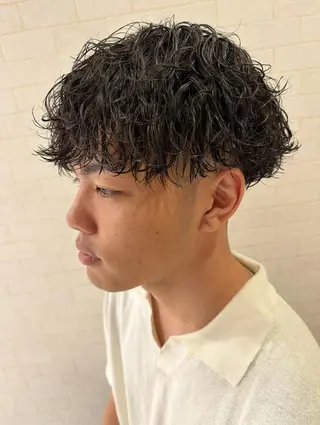 ショート パーマ ヘアアレンジ メンズ 💈メンズ特化 美容師サキ💈のヘアスタイル