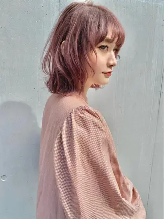 ミディアム カラー 似合わせカラーパーマ 🌿kitin米川のヘアスタイル