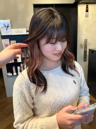 セミロング カラー メンズヘア/ 暖色カラー/重松穂美のヘアスタイル