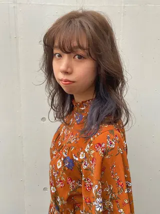 ミディアム カラー irwi/イルウィ所属・miku🎀門前仲町 ブリーチ・レイヤーのヘアスタイル
