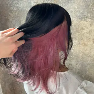 ミディアム カラー 編み込みエクステ/ ハイトーン りょすけのヘアスタイル