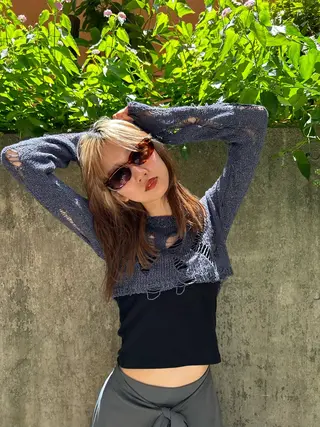 カラー ヘアアレンジ ayano🍒パーマ 暖色カラーのヘアスタイル