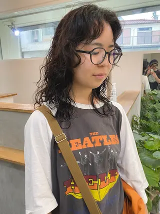 セミロング パーマ 森貴裕/ベージュ/ パーマ/オリーブのヘアスタイル