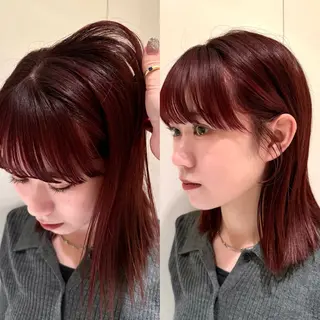 ミディアム カラー yuuka/ボブ/ダ ブルカラー/髪質改善のヘアスタイル