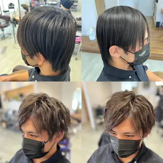 ショート カラー メンズ Aile所属・酸性ストレート／カラ ー/山下高明のヘアスタイル