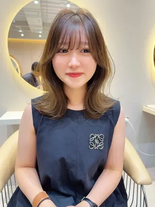 ミディアム カラー レイヤー✨縮毛矯正 川村利幸のヘアスタイル