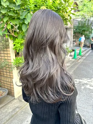 セミロング hayato/透明感 カラー/グレージュのヘアスタイル