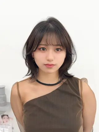 ミディアム カラー ヘアアレンジ 最小顔周りカット/ くびれヘア/窪田洸希のヘアスタイル