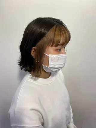 ショート カラー ヘアアレンジ 切りっぱなしボブ/ デザインカラー店長のヘアスタイル