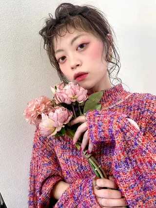 セミロング カラー ヘアアレンジ 💘韓国カラー💘 クルミのヘアスタイル