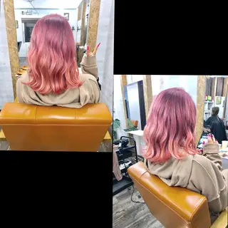 ミディアム ✯カラー&編み込み エクステ✯池田智博✯のヘアスタイル