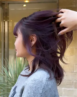 ミディアム カラー 高円寺/艶カラー/ レイヤーカットのヘアスタイル