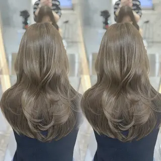 セミロング カラー 新宿/韓国風レイヤー 髪質改善/渋谷直樹のヘアスタイル