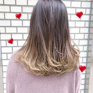 セミロング カラー パーマ ヘアアレンジ LUCK本厚木 浦住 貴大のヘアスタイル