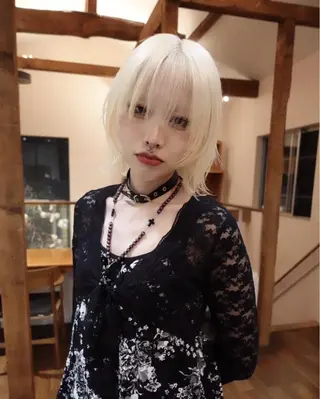 ミディアム Null 表参道所属・岩下昂世/ ハイトーン/デザインのヘアスタイル